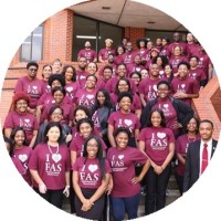 The FAS family standing on the steps to the Department.